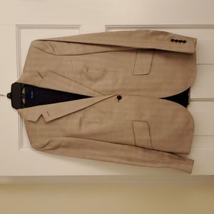 Women's FACONNABLE tan herringbone wool, silk and linen pants suit